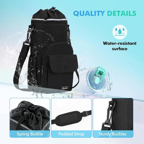 Water Bottle Holder with Strap Insulated Water Bottle Carrier Bag 32/40oz Water Bottle Bag with Phone Pocket for Walking Hiking Camping in Saudi Arabia