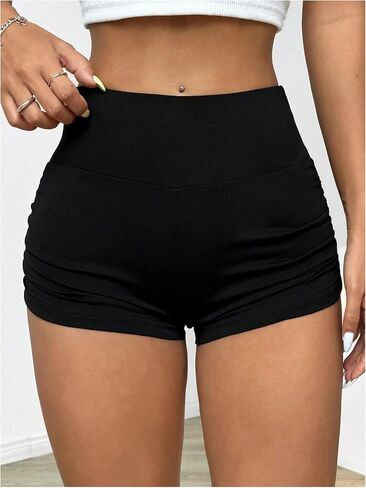 WDIRARA Women's High Waisted Butt Lifting Shorts Workout Ruched Biker Running Shorts in Saudi Arabia
