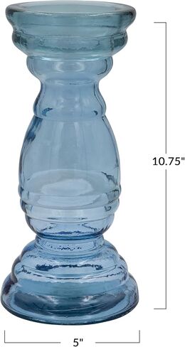 Creative Co-Op Tall Reclaimed Glass Pillar Holder, Blue in Saudi Arabia