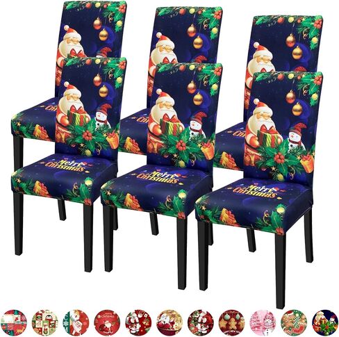 Christmas Chair Covers Hat Chair Back Covers for Xmas Holiday Chair Covers Set of 4, Stretch Parsons Chair Slipcovers Removable Washable kitchen for Home Hotel Banquet Holiday Decoration(4Pcs) in Saudi Arabia