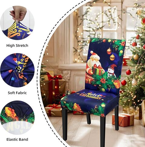 Christmas Chair Covers Hat Chair Back Covers for Xmas Holiday Chair Covers Set of 4, Stretch Parsons Chair Slipcovers Removable Washable kitchen for Home Hotel Banquet Holiday Decoration(4Pcs) in Saudi Arabia