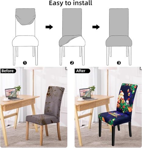 Christmas Chair Covers Hat Chair Back Covers for Xmas Holiday Chair Covers Set of 4, Stretch Parsons Chair Slipcovers Removable Washable kitchen for Home Hotel Banquet Holiday Decoration(4Pcs) in Saudi Arabia