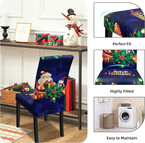 Christmas Chair Covers Hat Chair Back Covers for Xmas Holiday Chair Covers Set of 4, Stretch Parsons Chair Slipcovers Removable Washable kitchen for Home Hotel Banquet Holiday Decoration(4Pcs) in Saudi Arabia
