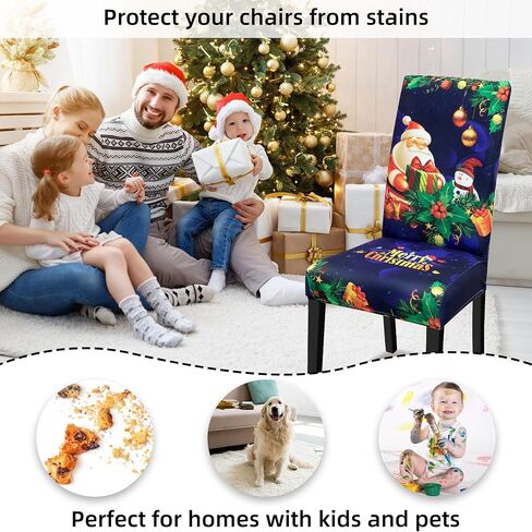 Christmas Chair Covers Hat Chair Back Covers for Xmas Holiday Chair Covers Set of 4, Stretch Parsons Chair Slipcovers Removable Washable kitchen for Home Hotel Banquet Holiday Decoration(4Pcs) in Saudi Arabia