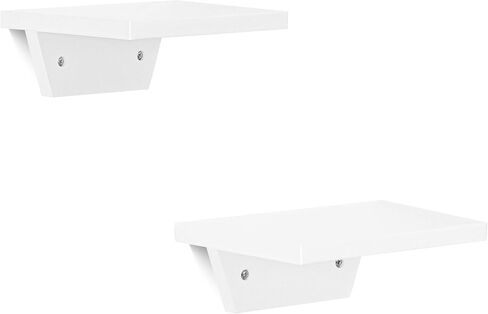 PHOENANCEE Small Shelf for Wall,Trapezoidal Floating Shelves Set of 2,Mini Wood Ledges Display Storage Decor Chic for Living Room,Bedroom,Kitchen,Office Decoration(White) in Saudi Arabia