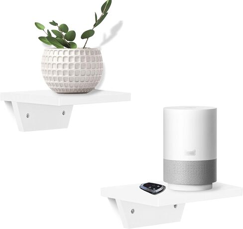PHOENANCEE Small Shelf for Wall,Trapezoidal Floating Shelves Set of 2,Mini Wood Ledges Display Storage Decor Chic for Living Room,Bedroom,Kitchen,Office Decoration(White) in Saudi Arabia
