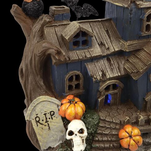 Needzo Light Up Halloween تمثال منزل مسكون، تمثال قرية LED ديكور داخلي، 8.5 بوصة in Saudi Arabia