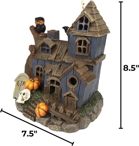 Needzo Light Up Halloween تمثال منزل مسكون، تمثال قرية LED ديكور داخلي، 8.5 بوصة in Saudi Arabia