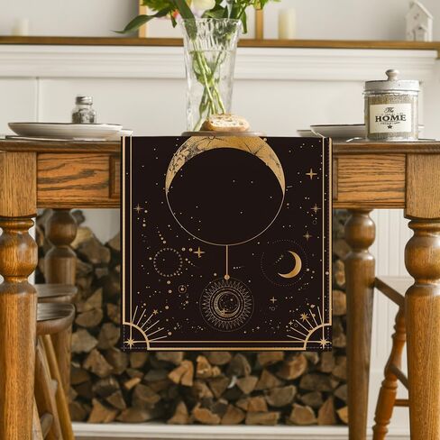 Artoid Mode Astrology Moon Magic Art Table Runner, Seasonal Mystical Gothic Kitchen Dining Table Decoration for Home Party Decor 13x72 Inch in Saudi Arabia