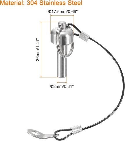 uxcell Magnetic Locking Pins, 304 Stainless Steel Magnet Type Quick Release Pin with Push Ring and 24.5cm Rope (8mm-21mm) in Saudi Arabia