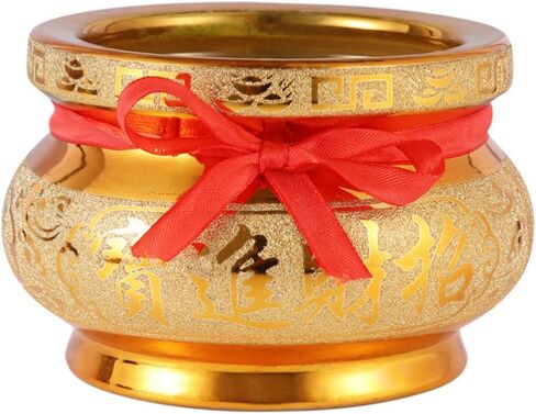 YARDWE Feng Shui Treasure Basin السيراميك وعاء الكنز الصيني الحلي فنغ شوي ديكور الثروة وعاء محظوظ جيد الحرف اليدوية التماثيل القابلة للجمع ديكورات المنزل والمكتب in Kuwait