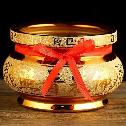 YARDWE Feng Shui Treasure Basin السيراميك وعاء الكنز الصيني الحلي فنغ شوي ديكور الثروة وعاء محظوظ جيد الحرف اليدوية التماثيل القابلة للجمع ديكورات المنزل والمكتب in Kuwait