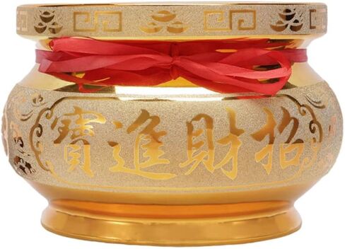 YARDWE Feng Shui Treasure Basin السيراميك وعاء الكنز الصيني الحلي فنغ شوي ديكور الثروة وعاء محظوظ جيد الحرف اليدوية التماثيل القابلة للجمع ديكورات المنزل والمكتب in Kuwait