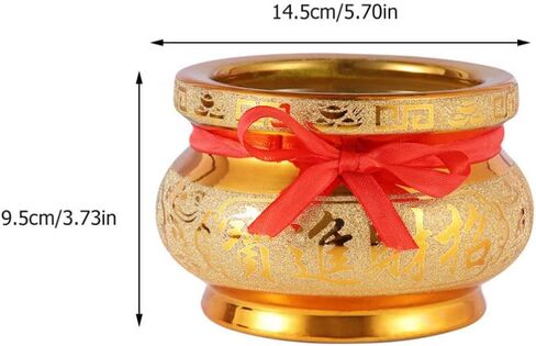 YARDWE Feng Shui Treasure Basin السيراميك وعاء الكنز الصيني الحلي فنغ شوي ديكور الثروة وعاء محظوظ جيد الحرف اليدوية التماثيل القابلة للجمع ديكورات المنزل والمكتب in Kuwait
