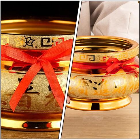 YARDWE Feng Shui Treasure Basin السيراميك وعاء الكنز الصيني الحلي فنغ شوي ديكور الثروة وعاء محظوظ جيد الحرف اليدوية التماثيل القابلة للجمع ديكورات المنزل والمكتب in Kuwait