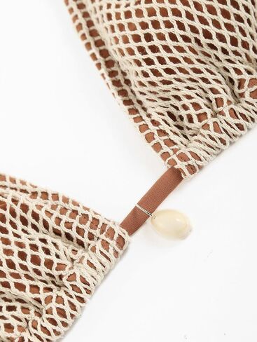 Women's Bikini Sets Halter Fishnet Shell Decorated Two Piece Swimsuit Sexy Side Tie Thong Bandeau Bathing Suits in Saudi Arabia