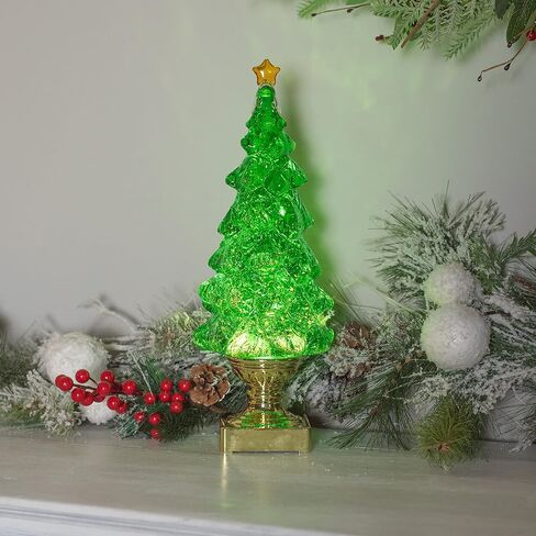 RAZ Imports 2022 Holiday Water Lanterns 13.75" Green Lighted Swirling Glitter Tree in Saudi Arabia