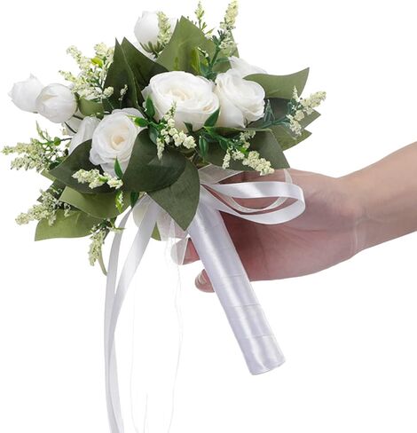 Ochine Bride & Bridesmaid Bouquets for Wedding, Wedding Bouquets for Bride Bridesmaid, Silk Bride Bridesmaid Hand Holding Flower Bouquet for Valentines Day Decor Wedding Party Supplies Home Decor in Saudi Arabia