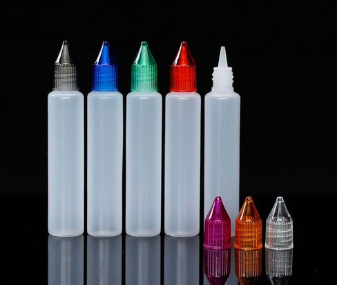 10 Pieces 30ml Unicorn Dropper Bottles Liquid Ink Bottles with Multicolor Crystal Caps in Saudi Arabia
