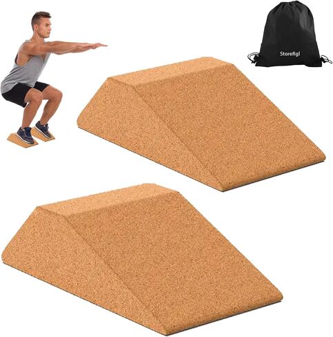 High Density Non-Breakable Cork Squat Wedge Block – Non-Slip Squat Wedges Set of 2 are Perfect for Knees Over Toes and Full Depth Squat Training - Squat Slant Board - Heel Elevated Squat Wedge in Saudi Arabia