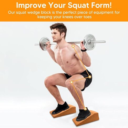 High Density Non-Breakable Cork Squat Wedge Block – Non-Slip Squat Wedges Set of 2 are Perfect for Knees Over Toes and Full Depth Squat Training - Squat Slant Board - Heel Elevated Squat Wedge in Saudi Arabia