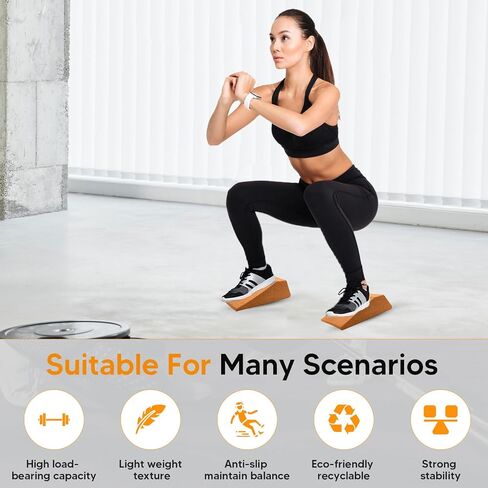 High Density Non-Breakable Cork Squat Wedge Block – Non-Slip Squat Wedges Set of 2 are Perfect for Knees Over Toes and Full Depth Squat Training - Squat Slant Board - Heel Elevated Squat Wedge in Saudi Arabia