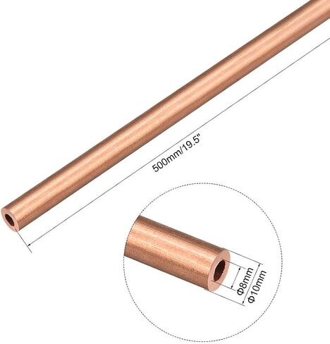 uxcell 2Pcs Copper Round Tube Pipe 10mm Outside Diameter X 8mm Inside Diameter 500mm Long in Saudi Arabia