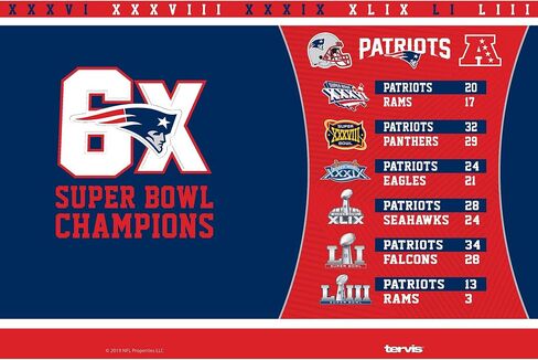 كوب Tervis ذو الجدران الثلاثية NFL New England Patriots المعزول يحافظ على المشروبات باردة وساخنة، 30oz - الفولاذ المقاوم للصدأ، 6X Super Bowl Champions in Saudi Arabia