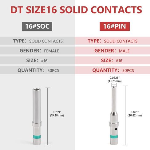 Newdeli 50 Pairs Deutsch Pin Connector Kit Size 16 Solid Contacts DT Series Connector, Common Contacts Automotive Terminals, Ni Plating Pin and Socket Contacts, 14-20AWG Wire Size in Saudi Arabia
