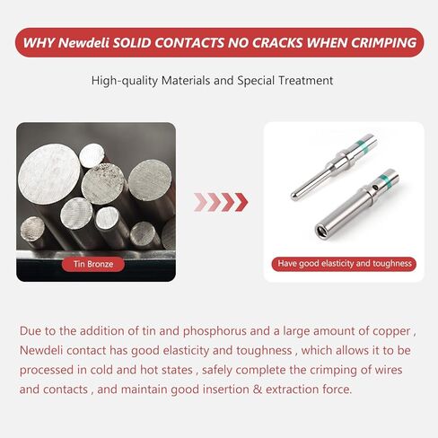 Newdeli 50 زوجًا من مجموعة موصلات الدبوس الألماني مقاس 16 وصلات صلبة من موصل سلسلة DT، جهات اتصال مشتركة للسيارات، وصلات دبوس ومقبس مطلية بالنيكل، حجم سلك 14-20AWG in Kuwait