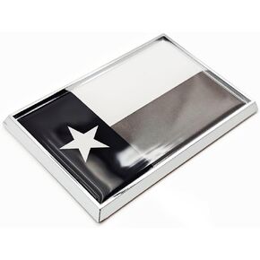 Black Texas Flag Sticker Emblem Decal Car Chrome Flags, 2 Pack, 3 x 2 inches