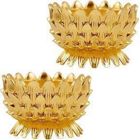 2PCS Diwali Diyas for Pooja, Lotus Oil Lamp Diyas for Diwali Tea Light Holder Indian Decor Diwali Gifts Suit for Father's Day Christmas Decor(Golden)