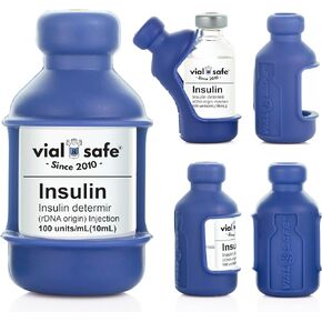 VIAL SAFE The Original Insulin Vial Protector | Durable Vial Case | Silicone Insulin Vial Protector | Insulin Bottle Protector | Fits Levemir/Lispro/Lyumjev/Fiasp/Tresbia | 2-Pack, Navy Blue