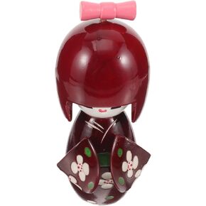 EXCEART Japanese Doll Kimono Doll Traditional Kokeshi Doll Asian Folk Figurines Statue Girl Kimono Wooden Kokeshi Toy for Home Office Desk Table