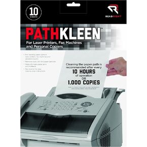 Read Right PathKleen Laser Printer Cleaning Sheets, 8.5 x 11 Inches Sheets, 10 Sheets per Package, 2 Pack, 20 Sheets Total (RR1237)