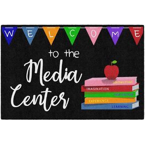 Flagship Carpets Media Center Childrens Classroom Learning Entryway or Home Door Mat or Small Area Rug, 2' x 3', Rectangle, Black/Multi
