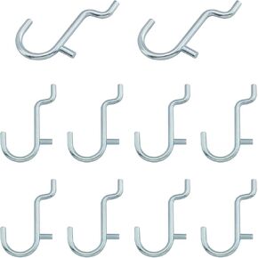 10PCS Wall Display Combination Pegboard Hook Metal Pegboard J Hook Silver Stainless Steel Pegboard Wall Display Hook Suitable for Hanging Jewellery and Kitchenware and Craft