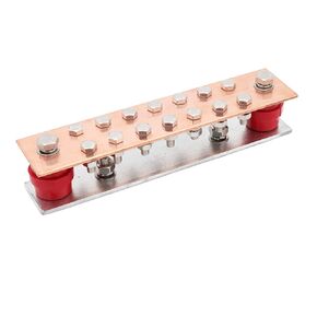 Copper Ground Bar Kit, with 10 Terminal Positions,Copper Grounding Busbar Bar (.157" x 2.36" x 7.87") Kit