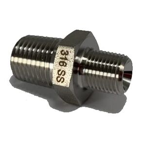 316 Stainless Steel 1/4 Inch NPT Male to 1/8 Inch NPT Male Reducer - Taper Hex Thread for Air, Liquid, Water, Oil or Hydraulic Fitting - Industrial Air Tool Hose or Pipe Connections 316SS