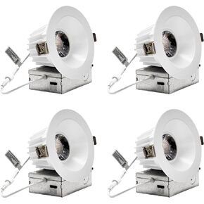 YUURTA 4-Inch 12W Deep Anti Glare White Recessed Ceiling LED Downlight (Pot Light) Color Selectable 2700K-5000K CRI90+ Dimmable 1000lm 120V ETL Listed IC Rated (RW, 5CCT, 4-Pack)