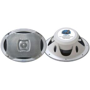 Lanzar 6.5 Inch Marine Speakers - 2 Way Water Resistant Audio Stereo Sound System with 400 Watt Power, Attachable Grills and Resin Treatment for Indoor and Outdoor Use - 1 Pair - AQ6CXS (Silver)
