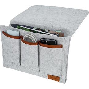 Felt Bedside Caddy - 13 x 9.4in Light Gray Hanging Dorm Bedside Storage Caddy - with 6 Pockets