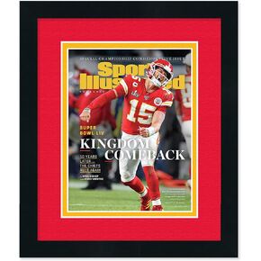 8x10.5 Frame for Sports Illustrated Magazine (Black) | Shadow Box Quality 1" Inch Deep Frame | Acid Free Red on Golden Double Photo Mat | UV Resistant Picture Frame Acrylic | Magazine Frame