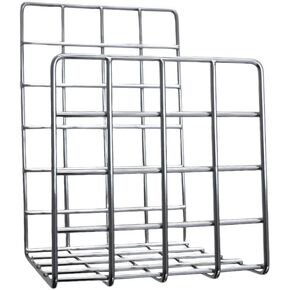 Olio Churvy Record & Book Stand - Chrome Storage Rack for Books, Vinyl LPs, & Magazines (Minimalist Holder, Heavy Duty, Sleek Design)