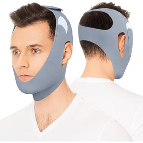 Anti Snore Chin Strap for CPAP Users, Snore Stopper with Adjustable Velcro, Chin Strap for Sleeping Comfortable Stop Snoring Solution, Anti Snoring Devices Breathable and Reusable, Gray, M in Kuwait