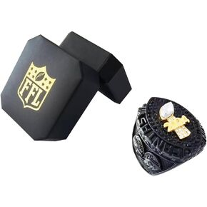 2024 Fantasy Football Ring | Heavy FFL Champion Ring | Gold Silver Tone Plated Award Trophy for Fantasy Football League Winner