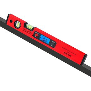 16-inch Digital Spirit Level and Protractor, Torpedo Level, Inclinometer Angle Gauge Finder Bubbles Magnetic Base with Backlight Red