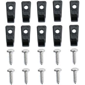Kayak J Hooks Black Nylon Lashing Hook with Self-Tapping Screw Safety Kayak J-Shaped Hooks Kayak Paddleboard Rowing Accessories-10PCS