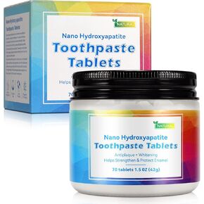 Toothpaste Tablets, Nano Hydroxyapatite Toothpaste - Chewable Tablet to antiplaque&whitening, Natural Peppermint Helps Strengthen & Protect Enamel -70p