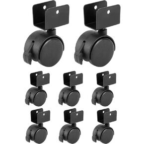QWORK Swivel Casters Set of 8-1.57-inch/40mm Wheel Dia, 360° Rotation Caster Wheels with U-Bracket and Brakes, ABS Plastic, for Furniture and Hand Trolleys in Saudi Arabia